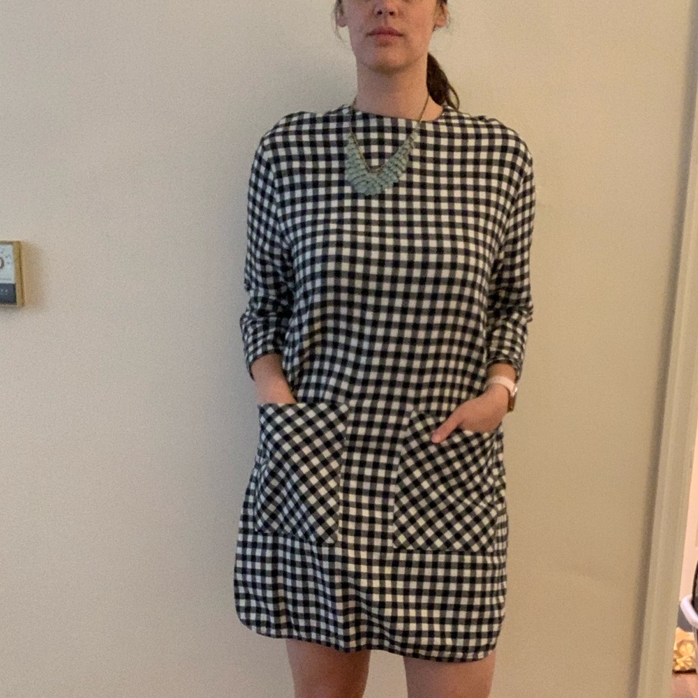 Black and white shift dress